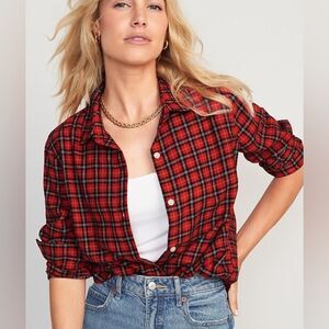 Classic Flannel Red Plaid Button Down Shirt